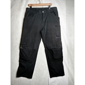 Skillers Work Pants Mens 36x32 Black Reinforced Double Knee Cargo Utility